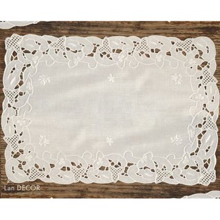 TẤM LÓT REN LAN DECOR TLR018 THÊU HOA NỔI HÌNH CHỮ NHẬT