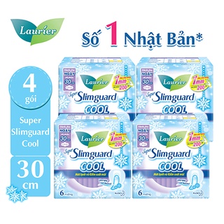 Combo 4 gói BVS Laurier Siêu Mỏng 1mm Mát lạnh 30cm 6 miếng
