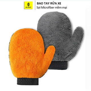 Găng tay rửa xe mềm mại RX36, bao tay lau xe xỏ ngón không xước xe hơi, xe máy, ô tô, thấm hút nước tốt, tạo nhiều bọt