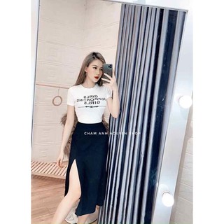 Chân váy sẻ dáng dài tuyết mưa