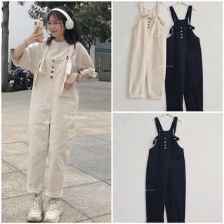 Quần yếm kaki, yếm nữ buộc dây 4 cúc trơn quần yếm Ulzzang form thụng Unisex