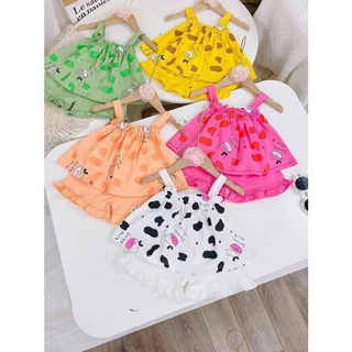 [MẪU MỚI] BỘ HAI DÂY BÒ SỮA BÈO NHÚN BABYDOLL SIÊU ĐÁNG YÊU CHẤT COTTON CHO BÉ 7-18KG. VIDEO THẬT. BIBO BABY SHOP