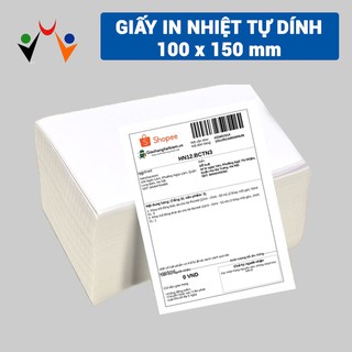 [TỆP 500 TỜ 100x150] Giấy in nhiệt- in đơn hàng , tem, mã vạch có sẵn keo dán
