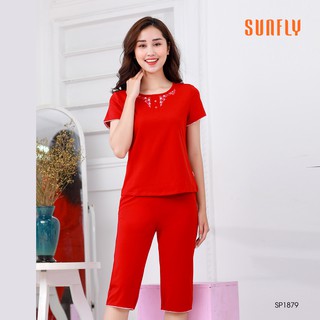 Đồ bộ mặc nhà cotton áo cộc quần ngố SUNFLY SP1879