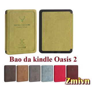 [Kindle Oasis 2/3] Bao da vân vải kaki Kindle Oasis 2 Oasis 3 họa tiết hươu nai