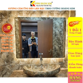 Gương led chữ nhật phòng tắm nhà tắm wc bàn trang điểm cảm ứng treo tường kích thước 80x100 cm guonghoangkim HK3012