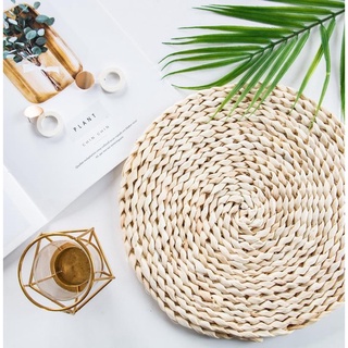 Tấm lót cốc chén lục bình đĩa hình tròn đan mây, tấm lót lục bình trang trí bàn ăn, đạo cụ chụp ảnh Decor
