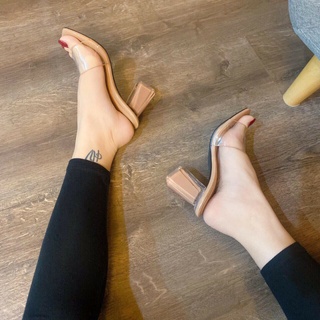 Guốc Nữ 7 Phân Cao Gót Quai Trong Mũi Vuông Sang Đẹp Hàng Loại 1 size 35 - 39 Bảo Hành 6 Tháng