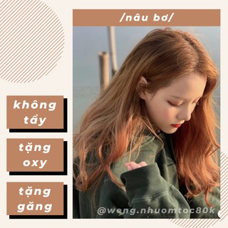 Thuốc nhuộm tóc màu nâu bơ không tẩy (kèm trợ nhuộm, găng tay)