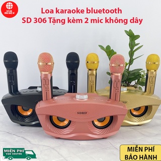 Loa karaoke SDRD 306, Loa karaoke bluetooth mini di động, Tặng Kèm 2 Micro  không Dây, Công suất lớn, loa to, hát hay