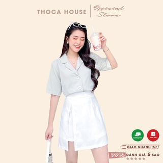 Quần giả váy kiểu xẻ tà bên ngắn dáng chữ A đen, nâu, trắng THOCA HOUSE xinh xắn, phối đồ cực đẹp