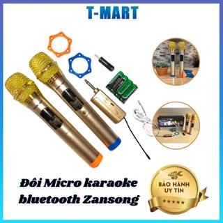 Đôi Micro karaoke bluetooth không dây Zansong, Bộ Mic Đôi Bluetooth Không Dây Hát Karaoke Thu âm Siêu Chuẩn, Hỗ trợ jack