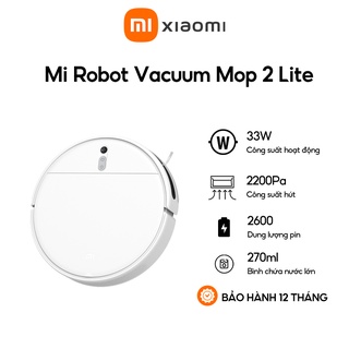 Robot hút bụi Xiaomi Vacuum Mop 2 Lite 25 cảm biến chính xác, dung tích 450ml lực hút 2200 P.a