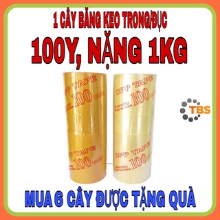 BĂNG KEO TRONG, ĐỤC 100 YARD, NẶNG 1KG, GỒM 6 CUỘN