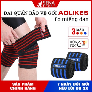 [1 Đôi] Đai Quấn gối tập Gym Aolikes loại có Miếng dán, Dài 1.8m - Trợ lực và bảo vệ gối tối ưu
