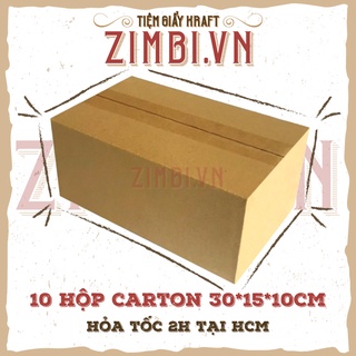 [30x15x10cm] 10 hộp carton ship cod chất lượng Zimbi | Hộp carton đóng hàng giá rẻ