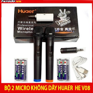 Micro không dây Bộ 2 mic Huaer HE-V08