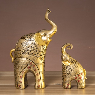 Tượng đôi voi vàng decor nhà cửa phong cách bắc âu