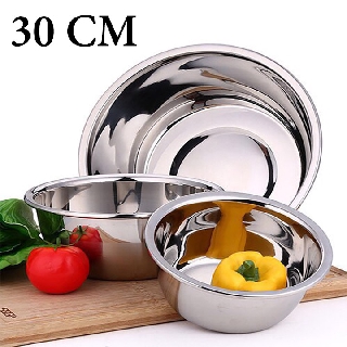 Thau inox 30cm an toàn/ Thau Inox size 30 Đáy Sâu Trộn Bột Trộn Salad Rửa Rau Củ Cao Cấp Loại Dày Tiêu Chuẩn Nhà Hàng