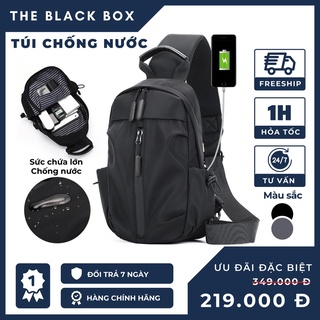 Túi Đeo Chéo Nam Chống Nước Thể Thao Vải Mềm Mịn, Balo Một Quai Ngăn Chứa Rộng Rãi Đựng iPad - The Black Box