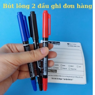 Bút lông 2 đầu ghi mã đơn hàng có 3 màu xanh đen đỏ