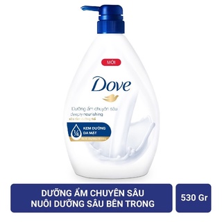 [Chính hãng Unilever] Sữa tắm Dove dưỡng ẩm chuyên sâu với 1/4 kem dưỡng da mặt cho da căng bóng mịn màng 530g