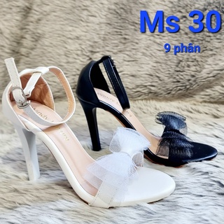 Sandal Nữ Cao Gót 9p Phân Gót Nhọn Quai Nơ Dễ Thương - MS 030