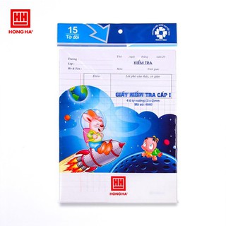 Túi giấy kiểm tra 4 ô ly Bạn nhỏ Plus Hồng Hà có tai treo 4940 (05 túi)