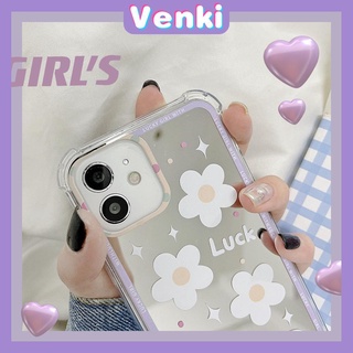 iPhone Case Acrylic HD Mirror Laser Airbag Shockproof Protection Camera Cute White Flowers Compatible For iPhone 11 iPhone 13 Pro Max iPhone 12 Pro Max iPhone 7 Plus iPhone xr