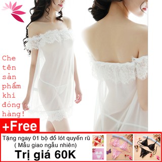 Váy ngủ ren trễ vai gợi cảm tặng bộ đồ lót 60k - AN17