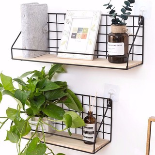 Kệ Sắt Đáy Gỗ Treo Tường Để Đồ Đa Năng,Trang Trí Nhà Cửa,Quán Xá, Decor Phong - Tặng Kèm Đinh Và Miếng Dán