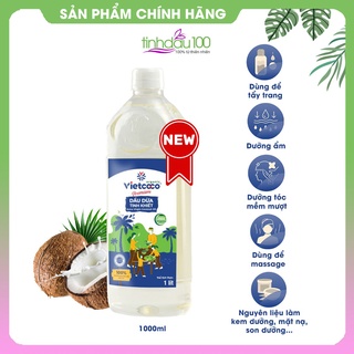 Dầu dừa nguyên chất VietCoco organic dưỡng da, dưỡng tóc. Tinh dầu dừa ép lạnh dùng massage body 1 lít Tinh Dầu 100 Shop