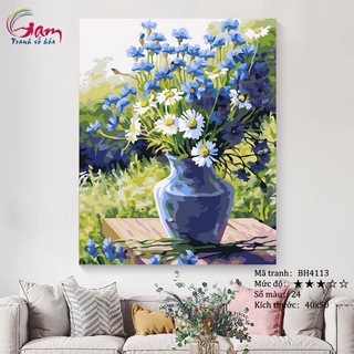 Tranh tự tô màu số hóa Gam Hoa cúc xanh BH4113