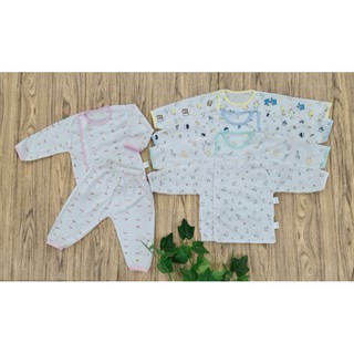 Bộ quần áo sơ sinh dài tay cài khuya sườn cho bé 3-7kg