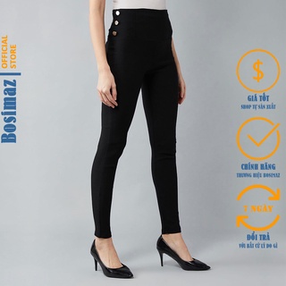 Quần Legging Nữ Bosimaz MS272 dài túi sau màu đen có 6 khuy bên hông, thun co giãn 4 chiều, vải đẹp dày, thoáng mát.