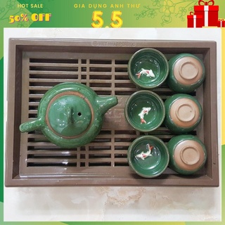 [Rẻ vô địch] Khay Trà Giả Gỗ Kiểu Dáng Xưa Sang Trọng - Khay Đựng Ấm Chén Tiện Dụng