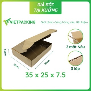 35x25x7,5 - 25 hộp carton nắp gài hông đẹp đựng quần áo thời trang V1020