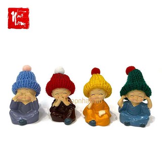 Bộ tượng tứ không bốn chú tiểu đội nón len