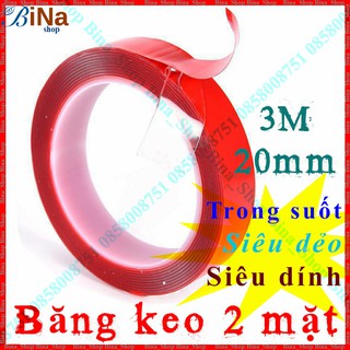 Băng keo dính 2 mặt trong suốt dài 3 mét rộng 10/15/20/25mm