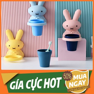 Kệ Gắn Tường Tai Thỏ Kèm Cốc Để Đồ