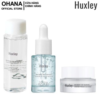 Bộ 3 Sản Phẩm Dưỡng Ẩm, Làm Sáng Da Huxley Mini (Toner - Serum Grab Water - Fresh and More Cream)