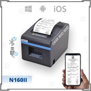 Máy in hóa đơn khổ 80 Xprinter XP-N160B (USB +  BLUETOOTH) in bill thẻ nạp điện thoại từ ứng dụng Viettelpay Pro và Sapo
