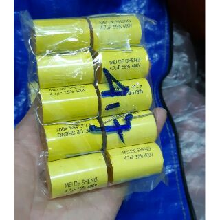 Tụ cản bảo vệ loa 4,7/400v giá 2 con 50k , tụ tròn màu vàng