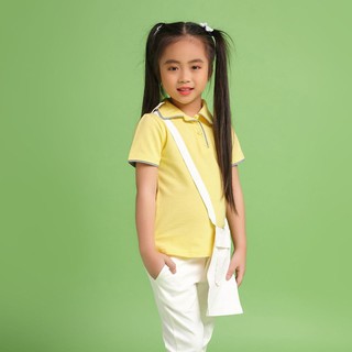 Áo thun cá sấu vàng viền bé gái ATG012 - JADINY