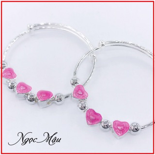 Vòng tay trẻ em trái tim chữ love bi tròn bạc chuẩn 99 NGỌC MẬU