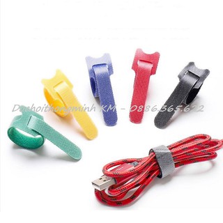 Dây dính nhám Velcro dài 20cm có lỗ chữ T buộc gọn dây cáp