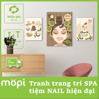 Tranh SPA , tiệm NAIL decor trang trí trẻ trung năng động khung gỗ có đinh treo tiện dụng mopi