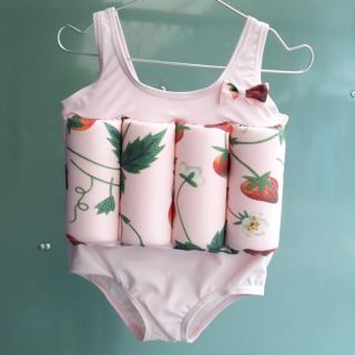 Áo bơi trợ nổi có 8 thanh Phao hàng xịn giá rẻ mẫu Hồng Dâu cho bé 2-7 tuổi hiệu Momasong