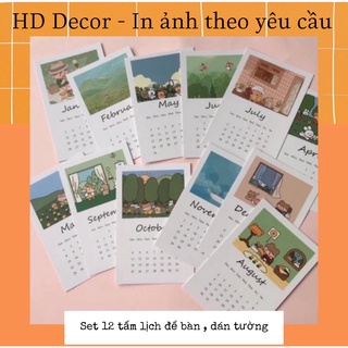 Lịch dán tường nhỏ hình cô gái đáng yêu, lịch để bàn mini decor trang trí phòng siêu xinh