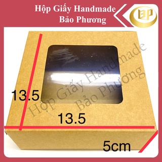 Hộp giấy kraft đựng bánh tart trứng 4 bánh 13.5x13.5x5cm 1 hộp